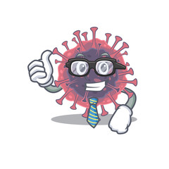 Wall Mural - Microbiology coronavirus Businessman cartoon character with glasses and tie