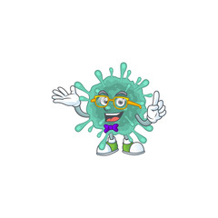 Sticker - Super Funny coronaviruses in nerd mascot design style