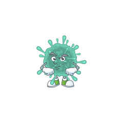 Sticker - An icon of coronaviruses mascot design with confident gesture