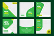 © AAYDESIGN - Set of Editable instagram square banner template. green color background with stripe line shape. Suitable for social media post and web internet ads. Vector illustration with photo college