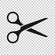 Scissor Icon In Flat Style. Cut Equipment Vector Illustration On White Isolated Background. Cutter Business Concept.