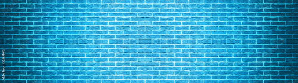 Blue rustic brick wall texture background banner panorama Stock Photo ...