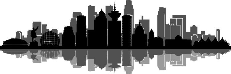 Vancouver City Skyline Silhouette Cityscape Vector