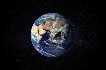 Wall Mural - planet earth in the starry sky of solar system in space. this image elements furnished by nasa.