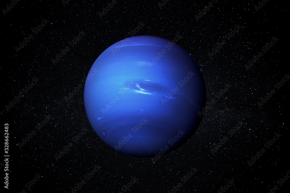 Planet Neptune in the Starry Sky of Solar System in Space. This image elements furnished by NASA. - obrazy, fototapety, plakaty 
