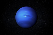 Planet Neptune In The Starry Sky Of Solar System In Space. This Image Elements Furnished By NASA.