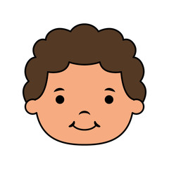 Sticker - cute little boy head comic character