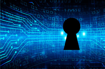 closed padlock on digital background, cyber security