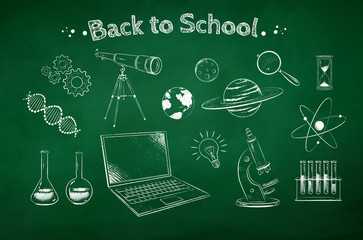 Wall Mural - illustration set of science symbol objects