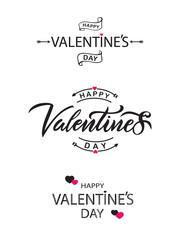 Wall Mural - Happy Valentine's Day vector text. Hand lettering text isolated on white background. Set of vector inscriptions. Happy Valentine's Day typography vector design for greeting cards and poster, banner.