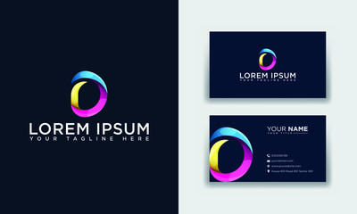 Wall Mural - Abstract Colorful Letter D Logo & Business Card Template