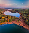 Jezioro Stęszewskie w Puszczy Zielonka, widok z lotu ptaka