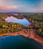 Fototapeta Miasto - Jezioro Stęszewskie w Puszczy Zielonka, widok z lotu ptaka
