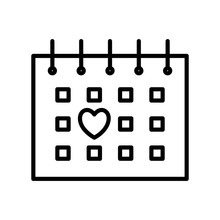 Calendar With Heart Line Style Icon Vector Design