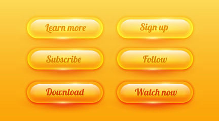 Wall Mural - transparent rounded shiny glass button collection. ui element.