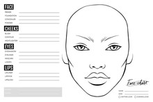 Face Chart Blank. Makeup Artist Vector Template.