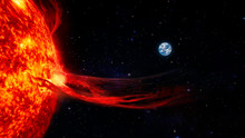 Solar Prominence, Solar Flare, And Magnetic Storms. Influence Of The Sun's Surface On The Earth's Magnetosphere