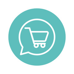 Poster - Isolated shopping cart inside bubble line and block style icon vector design