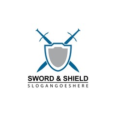 Poster - Sword and Shield Logo Template Design Vector, Emblem, Design concept, Creative Symbol, Icon