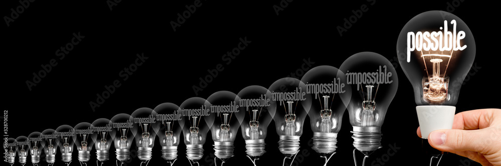 Light Bulbs with Possible and Impossible Concept - obrazy, fototapety, plakaty 