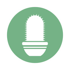 Sticker - cactus with potted, block and flat style icon