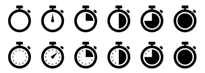 timers icon set. countdown timer symbol. timer. stopwatch collection - stock vector.