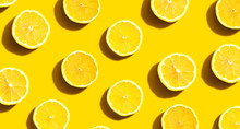 Fresh Yellow Lemons Overhead View - Flat Lay
