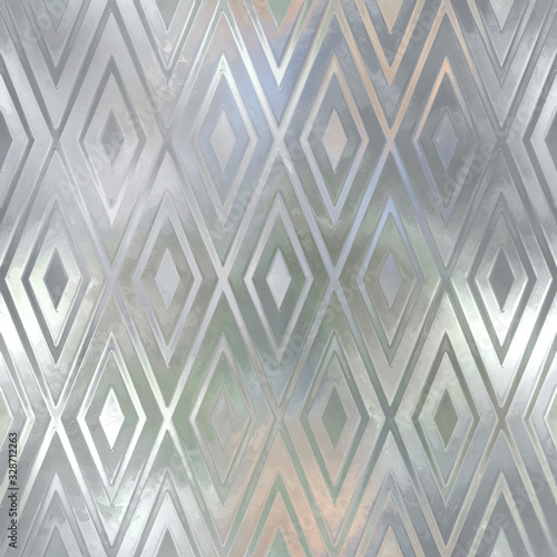 Plakat na zamówienie Glass seamless texture with pattern for window, 3d illustration