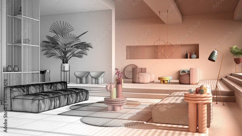 Architect interior designer concept: unfinished project that becomes ...