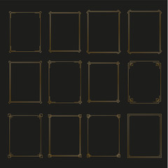 Canvas Print - Art Deco gold horizontal frames and borders collection 2. Trendy gatsby design elements. Retro style. Isolated. Vector.