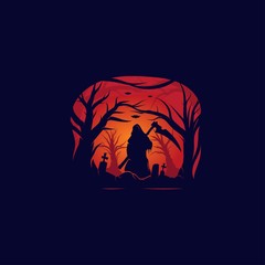 Grim Reaper Silhouette in the grave for Layout