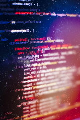 Web programming functions on laptop on laptop. IT business. Python code computer screen. Mobile application design Concept.