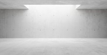 Abstract Empty, Modern Concrete Walls Hallway Room With Indirekt Ceiling Lights In The Back - Industrial Interior Background Template
