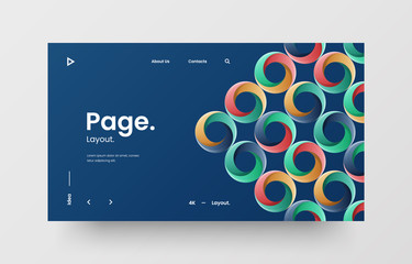 Creative horizontal website screen part for responsive web design project development. Abstract geometric pattern banner layout mock up. Corporate landing page block vector illustration template.