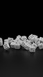 Black and White Dice on a Black background, 3d render