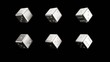 silver and White Dice on a Black background, 3d render