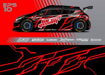 Car wrap racing livery vector. Abstract stripe racing background for wrap race car, rally, drift car, cargo van, pickup truck and adventure vehicle. Full vector Eps 10.