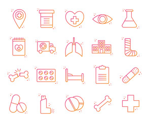 Sticker - medical gradient style icon set vector design