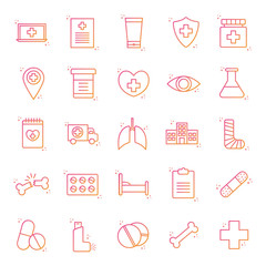 Sticker - medical gradient style icon set vector design