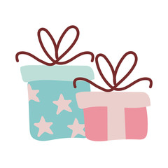 Sticker - gift boxes on white background