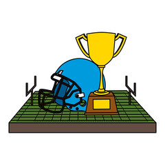 Sticker - american football sport helmet with trophy cup and camp