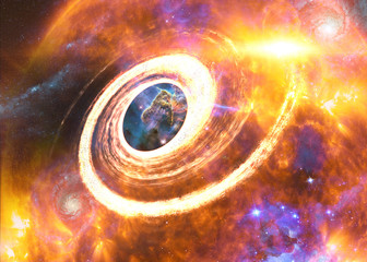 Wall Mural - deep space look. mystic mountain of carina nebula in the black hole near far galaxies and stars. sci