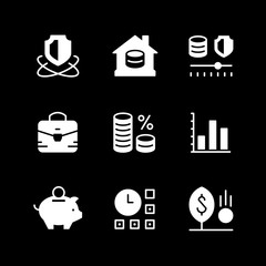 Poster - Set glyph icons of investment