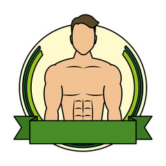 Sticker - young man athlete without shirt in frame