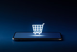 Fototapeta Londyn - Online shopping icon on smart phone for global concept