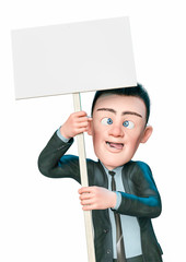 Canvas Print - businessman cartoon holding a placboard in white background