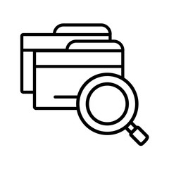 Sticker - magnifying glass with digital objects in white background