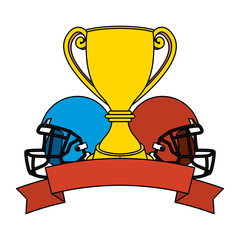 Canvas Print - american football sport helmets with trophy cup