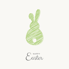 Easter greeting card with abstract bunny and text. Vector