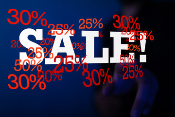 sale digital percent in hand